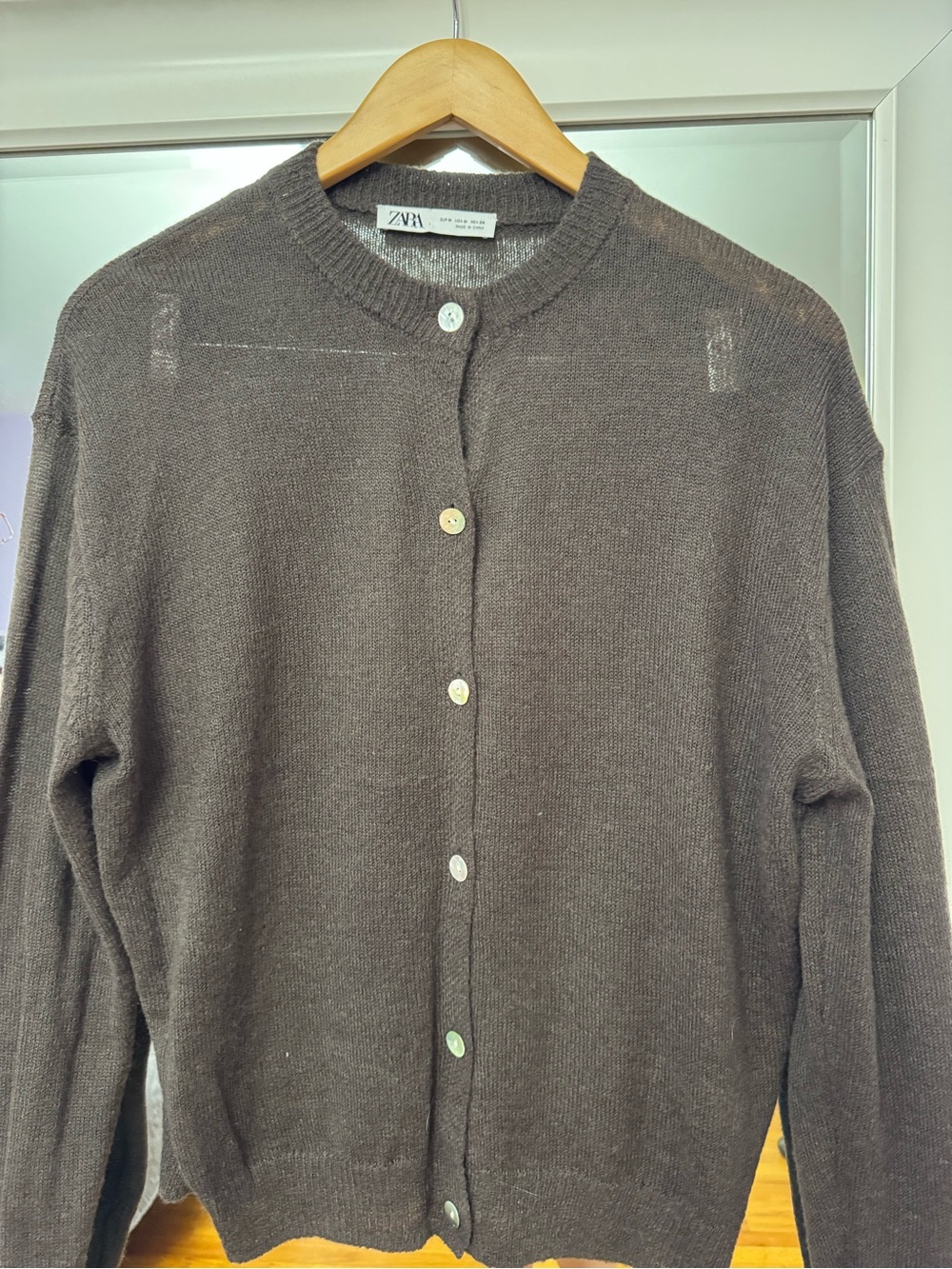 ZARA Taupe/Brown Knit Button Cardigan